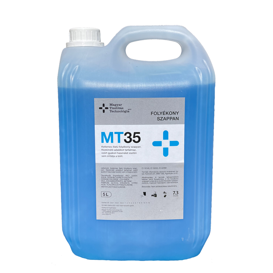 mt35-5l-blue.png MT35 Folyékon Szappan, Friss illatú, KÉK 5 liter - Image 1